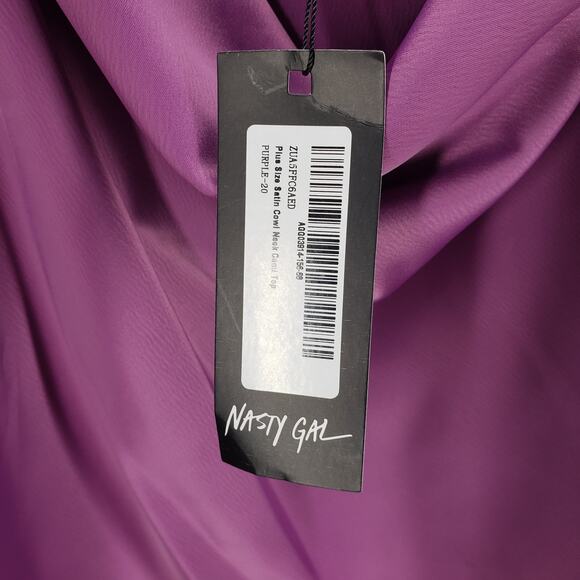 Nasty Gal Collection New Women's Purple Satin Cowl Neck Cami Top Size 16 - Picture 10 of 12